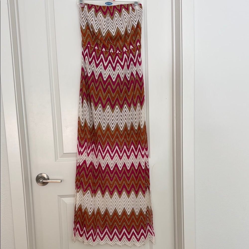 Xtaren Brown and Pink Strapless Dress